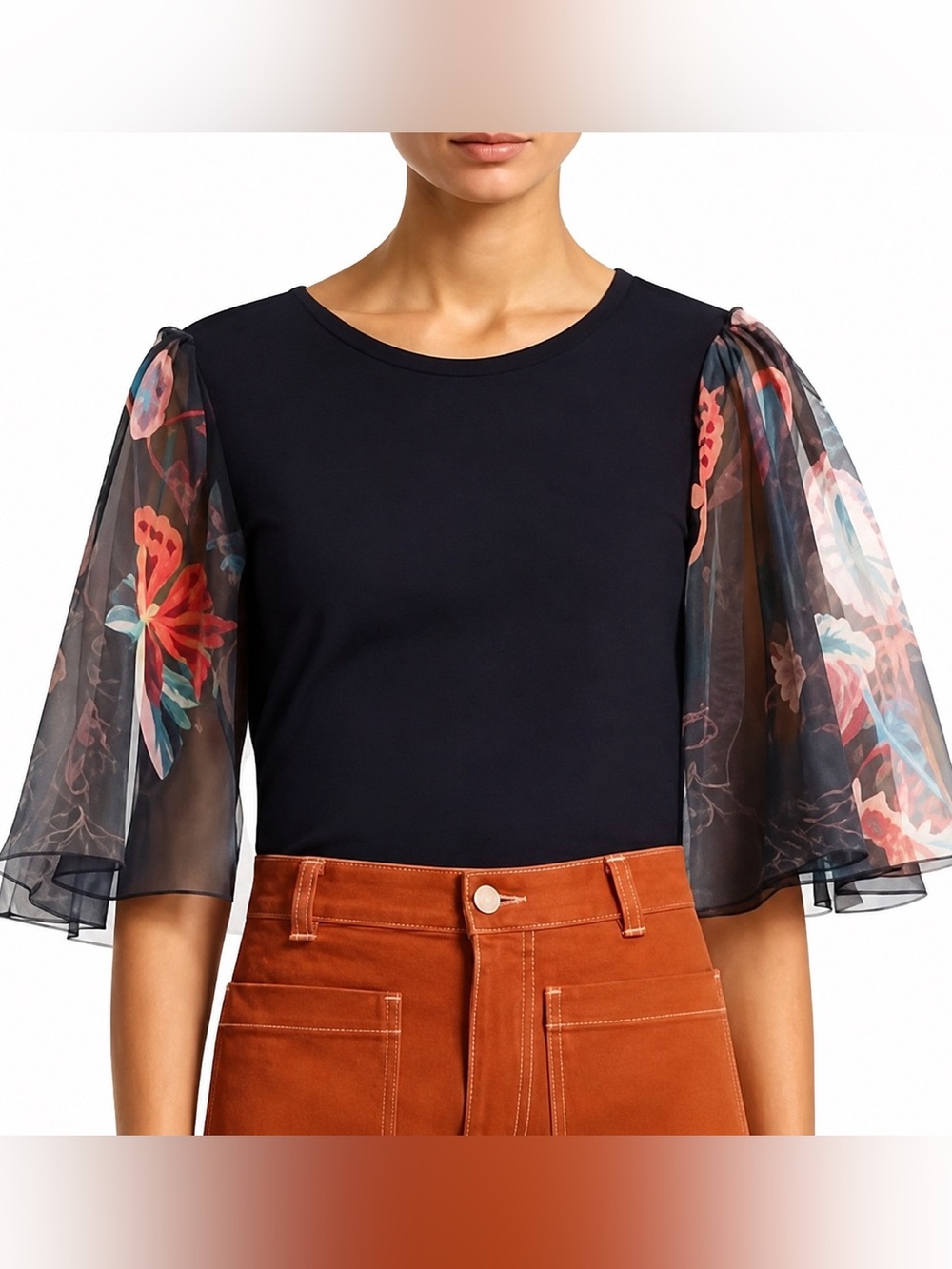 See by Chloé Black Butterfly Sleeve Blouse Size XS
